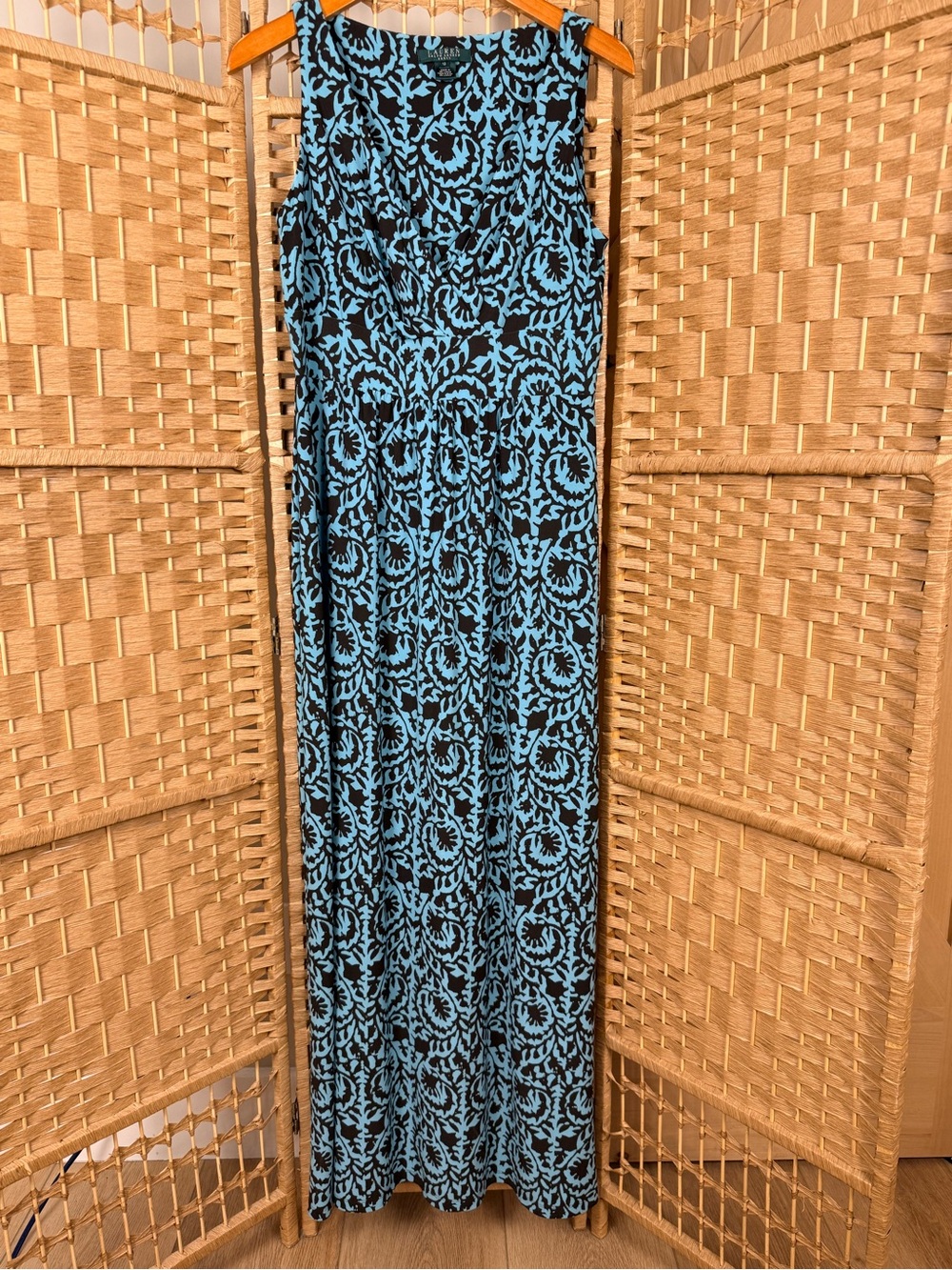 Lauren Ralph Lauren Blue and Brown Print Maxi Dress Size 10